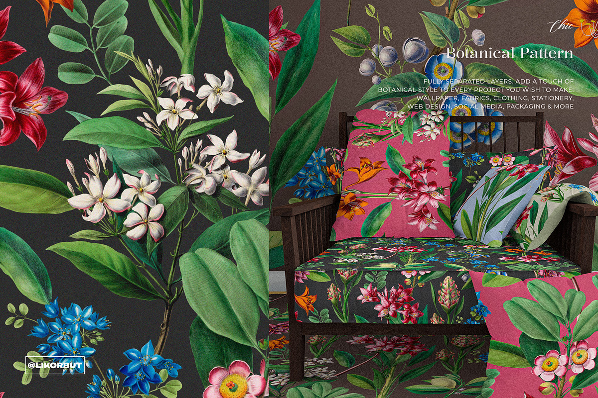 Exquisite Botanical Floral Pattern, a Pattern Graphic by likorbut (Photo 4 of 14)