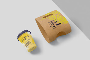 Kraft Single Cup Carrier Mockups