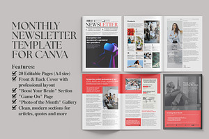 Monthly Newsletter Template Canva, a Magazine Template by Oshin Design
