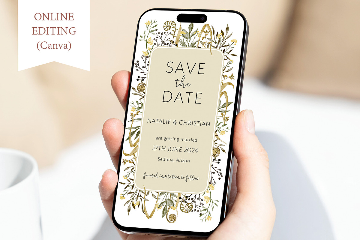 Save The Date Phone Forest Template