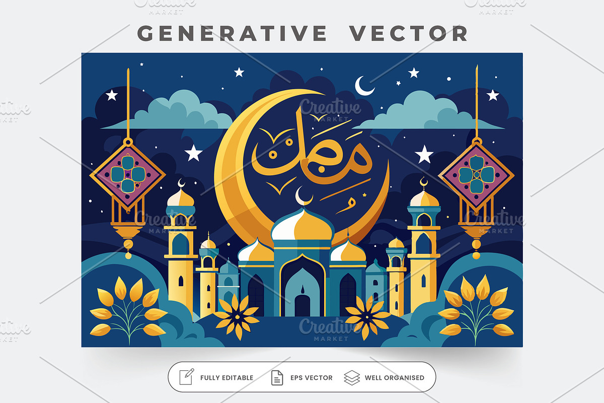 A beautiful night scene featuring a, a Graphic by Iftikhar Alam