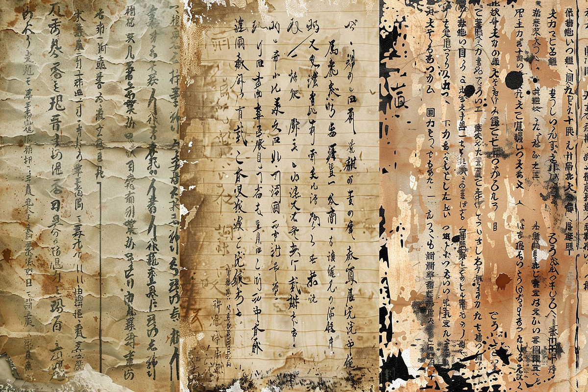 Japanese Calligraphy Digital Papers, a Background Graphic by BonaDesigns (Photo 2 of 4)