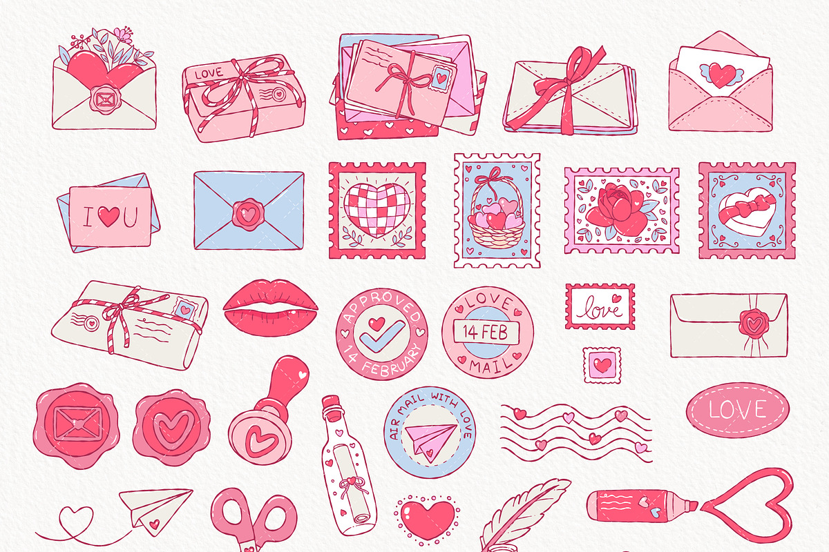 Love Mail Clipart Bundle | Valentine, a Seasonal Illustration by TitaLivingArt (Photo 4 of 9)