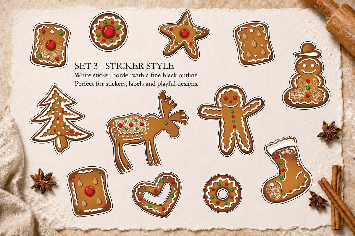 Gingerbread Christmas Clipart Set, a Seasonal Illustration by Christine Krahl (Photo 6 of 8)