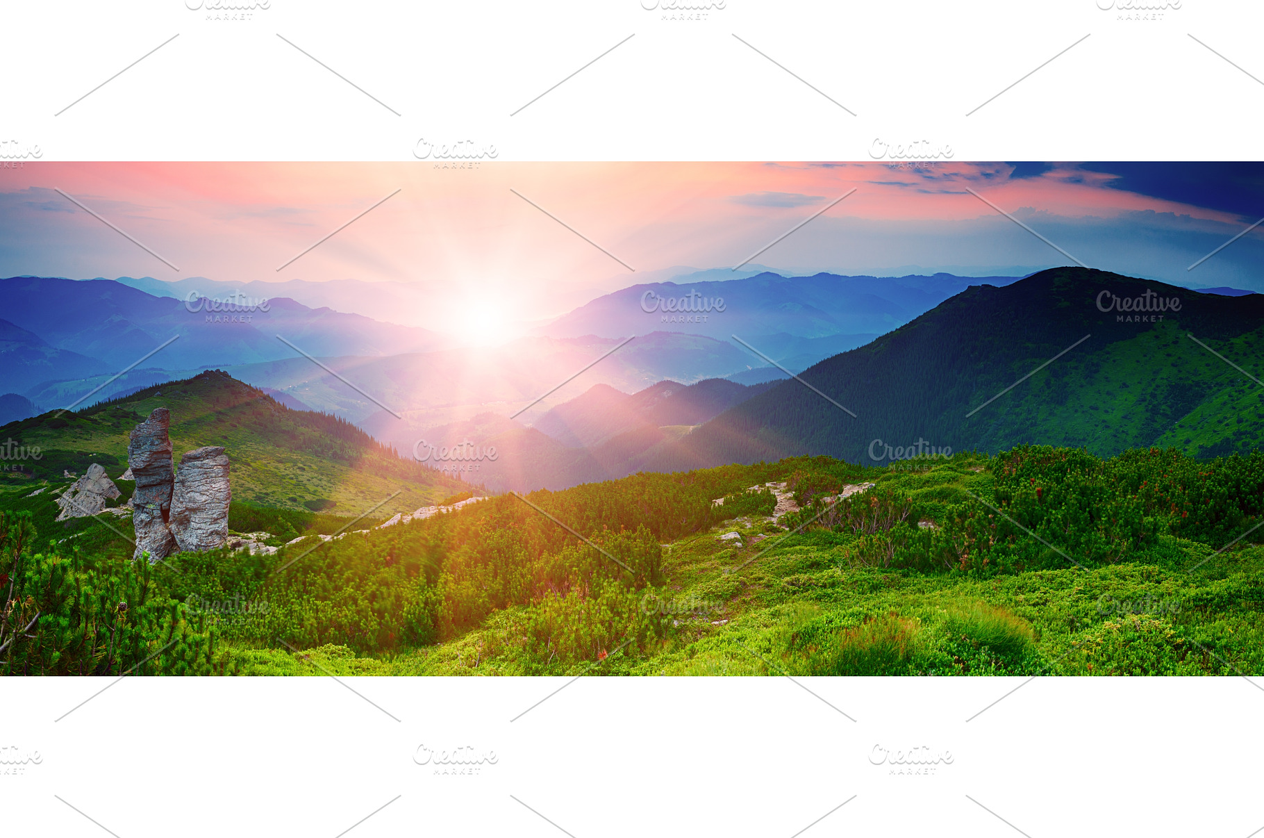 Mountain sunrise panorama, a Nature Photo by Nature and travel