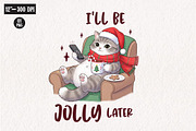 Funny Christmas Sarcastic Lazy Cat, an Illustration by CreationArt (Thumbnail 1 of 4)