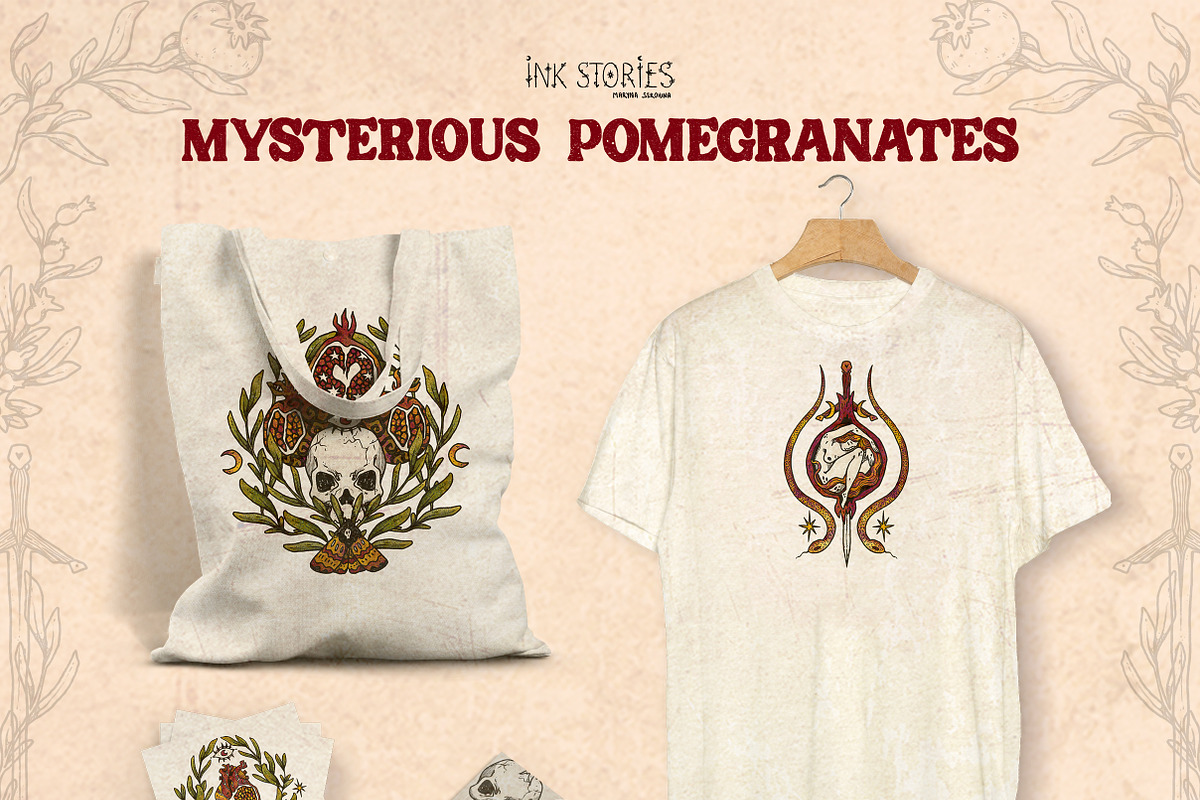 Mysterious Pomegranates Vintage Set, a Decorative Illustration by Ink Stories (Photo 13 of 13)