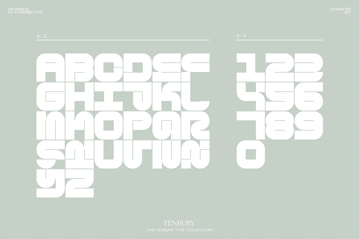 10B Dweezil: Futuristic Display Sans, a Font by Tenbury Type (Photo 5 of 6)