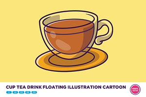 Cup Tea Drink Floating Illustration