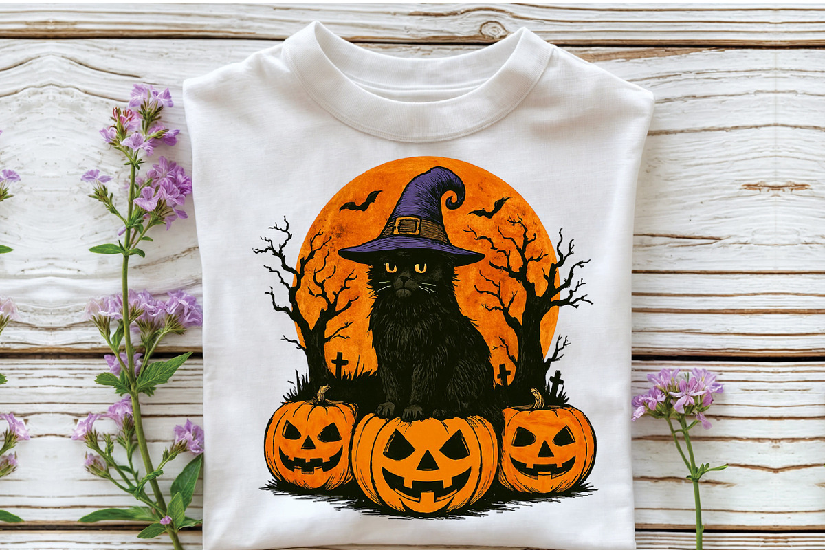 Black Cat Witch Pumpkin Png, an Illustration by Craft Nest (Photo 3 of 6)