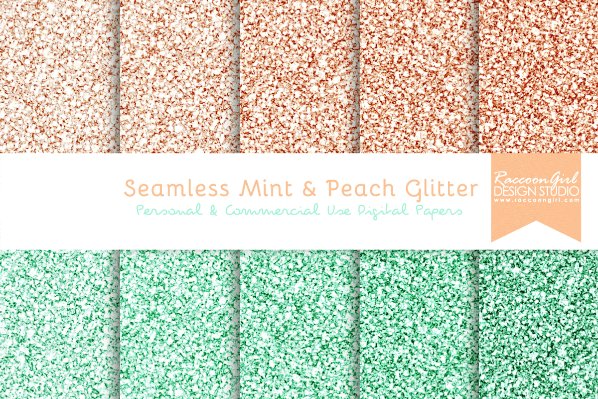 Seamless Mint & Peach Glitter