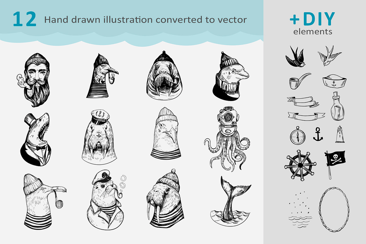 Lost at sea. Illustrations set, an Animal Illustration by Aksol (Photo 2 of 6)