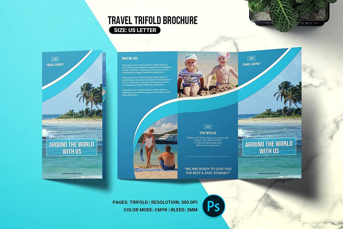 TriFold Travel Agency Brochure, a Brochure Template by retrographix (Photo 1 of 4)