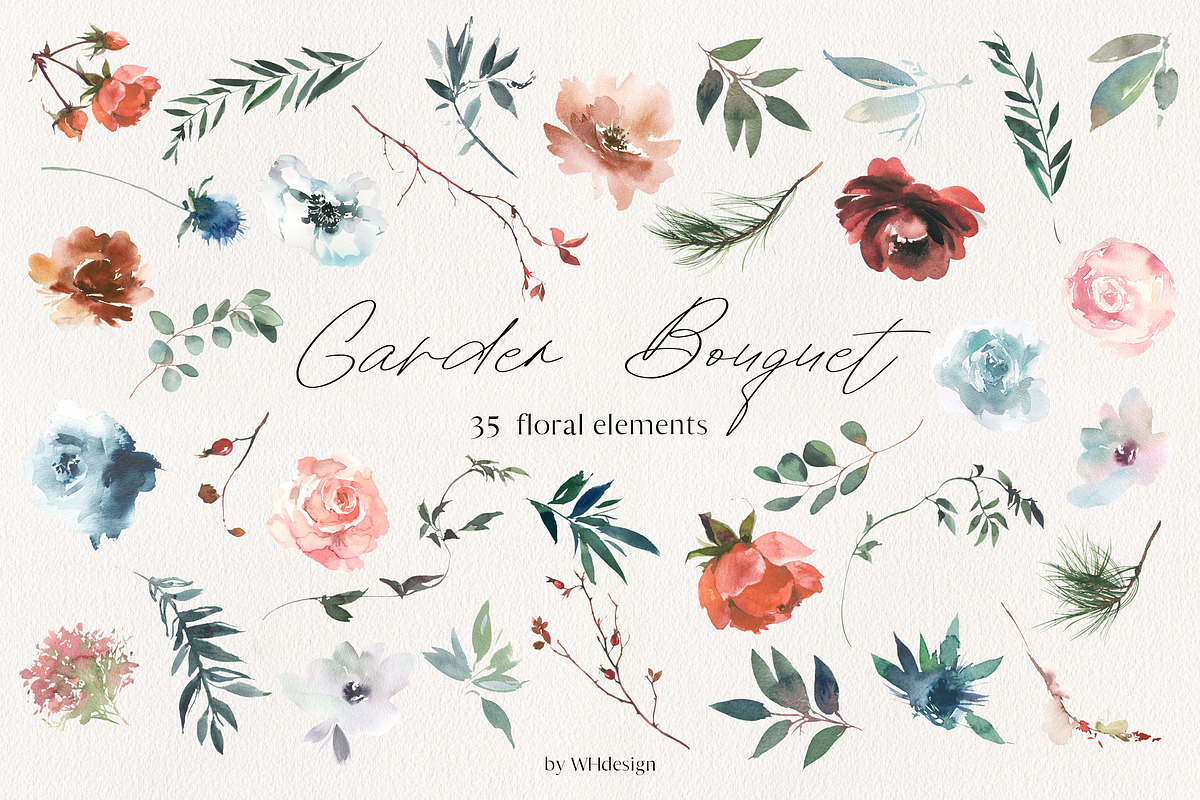 Garden Bouquet Watercolour Florals, a Decorative Illustration by whiteheartdesign (Photo 6 of 7)