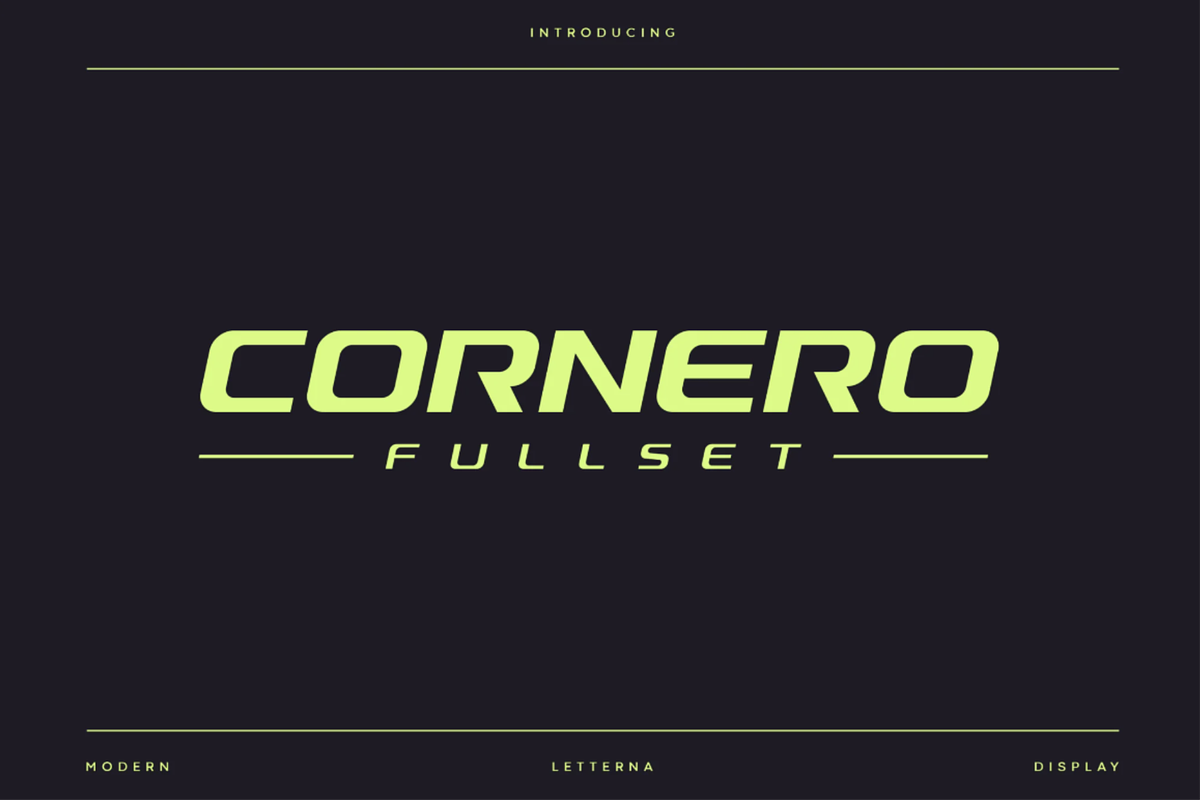 Cornero Fullset - Modern Sport Fonts, a Sans Serif Font by Letterna (Photo 1 of 4)