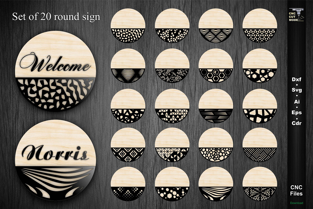 20 Round welcome signs Bundle, a Graphic by CncCutModel (Photo 1 of 4)