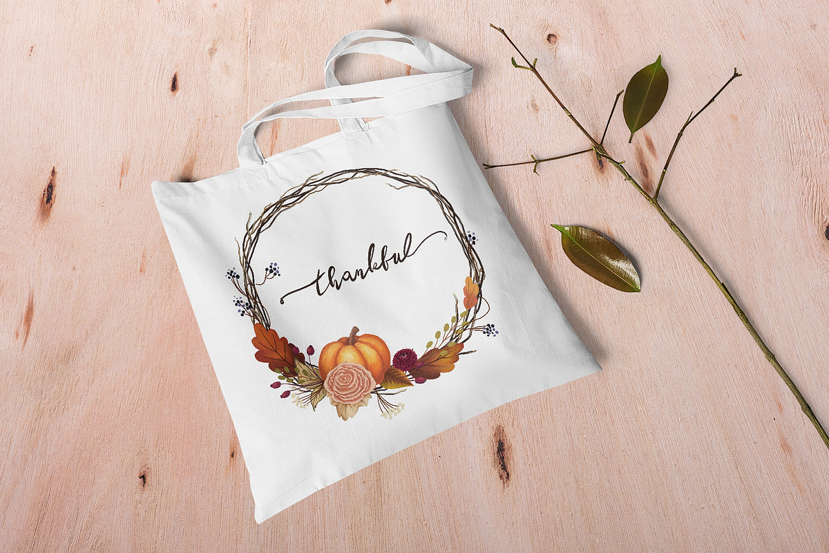 Thankful Thanksgiving Wreath Art, a Decorative Illustration by Chloe's Illustrations (Photo 5 of 5)