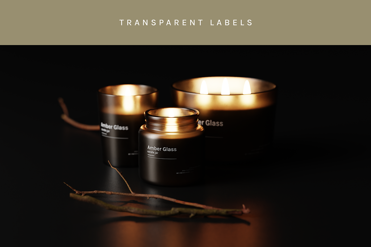 Amber Glass Candle Mockup Kit, a Merchandise Mockup by pmvch (Photo 4 of 27)