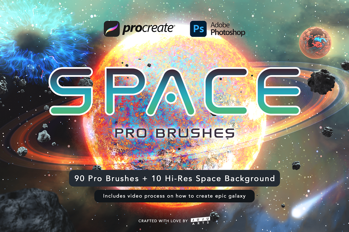 Space Pro Galaxy Brushes, a Brush Add-On by JujuArts (Photo 1 of 5)