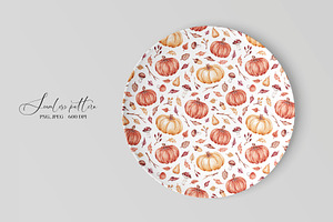 Watercolor Fall Pumpkins Pattern