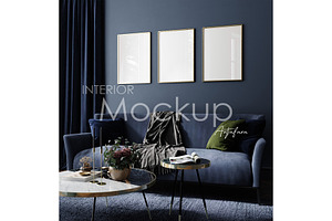 Frame mockup in home interior