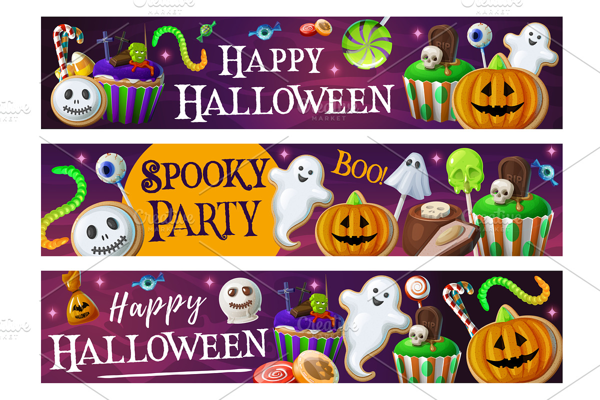 Halloween banner with sweets, a Food Illustration by Vector Tradition (Photo 1 of 3)