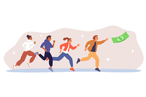 Pursuit wealth. Men and women, a Finance Illustration by Vectorbuum