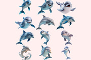 Dolphin PNG Clipart Bundle, a Graphic by M9 Design (Thumbnail 6 of 9)