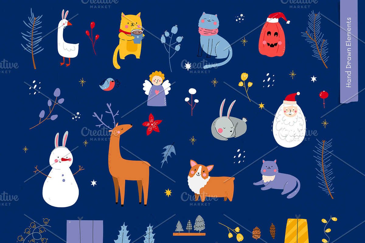 Cozy Winter. Clipart, pattern set, an Illustration by Mariart_i (Photo 2 of 6)