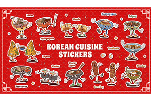 Cartoon groovy Korean cuisine, a Food Illustration by Buch&Bee