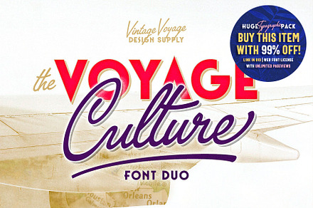 The Voyage Culture • Font Duo, a Script Font by Vintage Voyage Supply