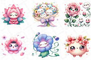 Kawaii Flowers Clipart, an Illustration by DreamPrint404 (Thumbnail 4 of 5)