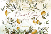 Watercolor Olives & Lemons, an Object Graphic by Knopazyzy (Thumbnail 1 of 6)