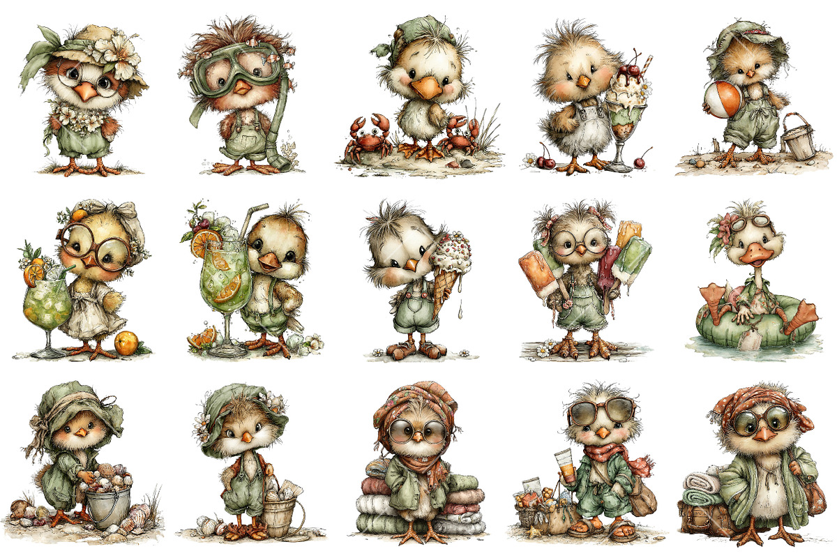 Cute Beach Chick PNG Clipart, a Seasonal Illustration by OK Design (Photo 3 of 6)