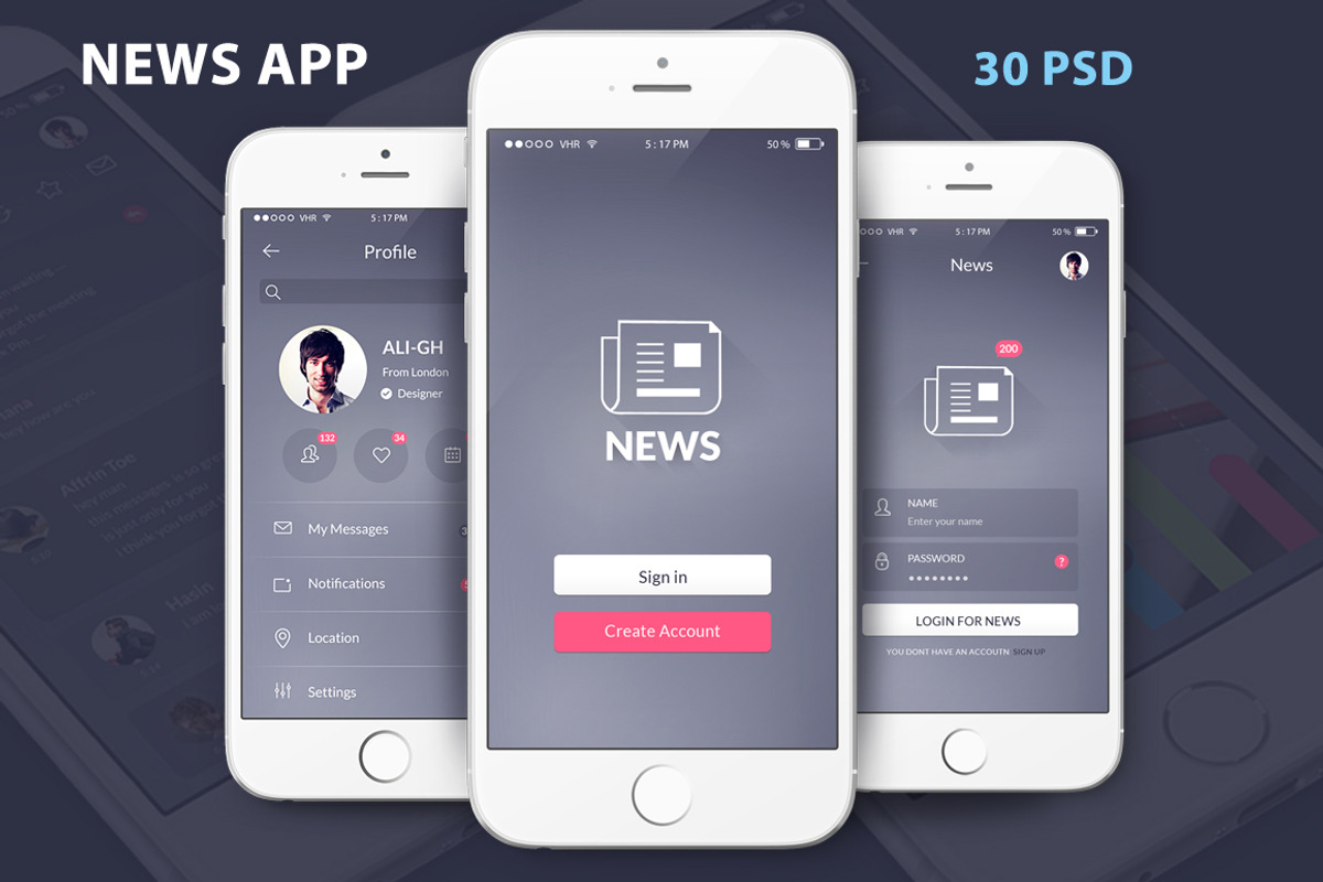 NEWS UI kit MOBILE, an UI Kit Template by Alireza Farzad (Photo 1 of 6)