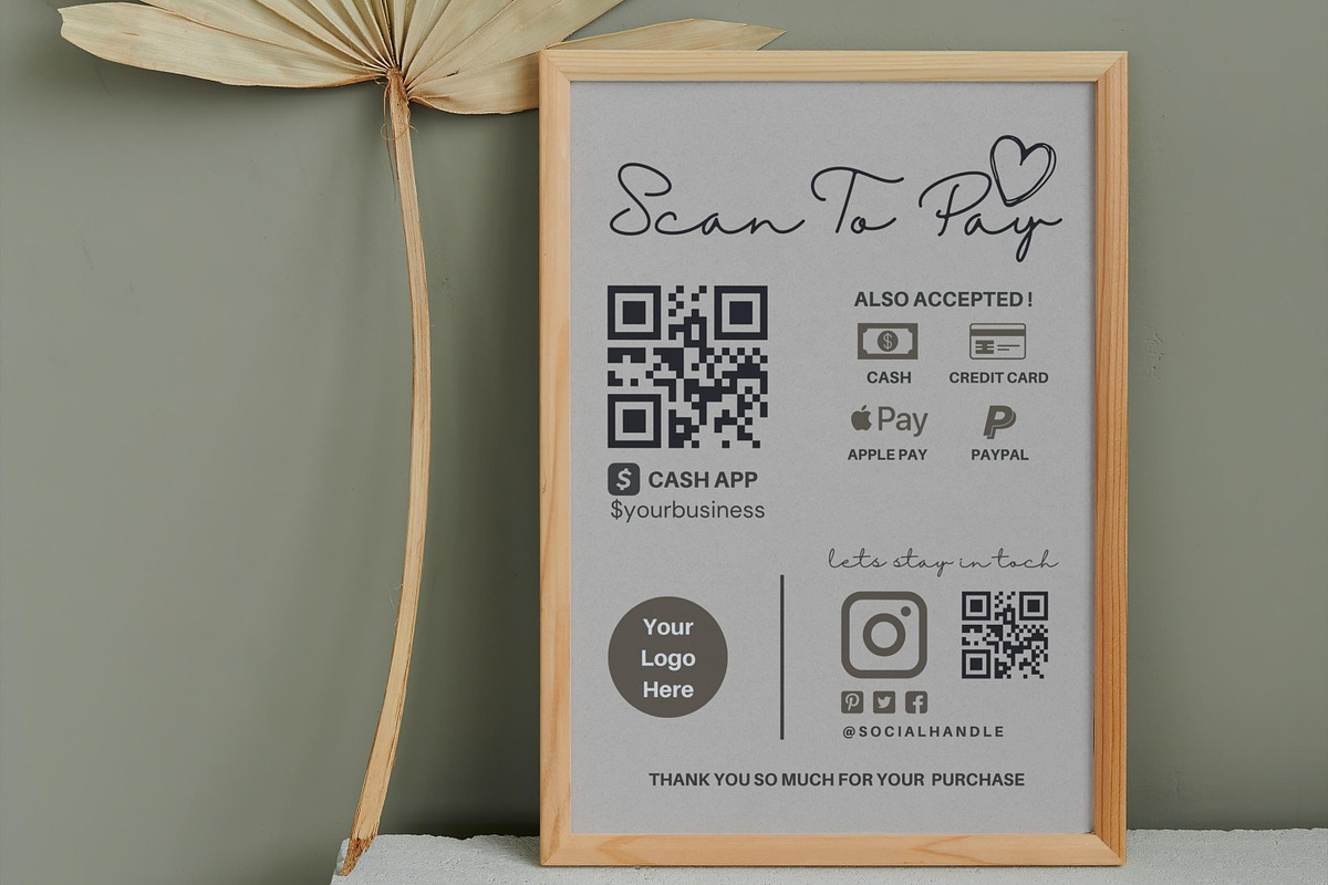 Editable QR Code Sign, Printable Pay, a Card Template by Oskar Wantopi