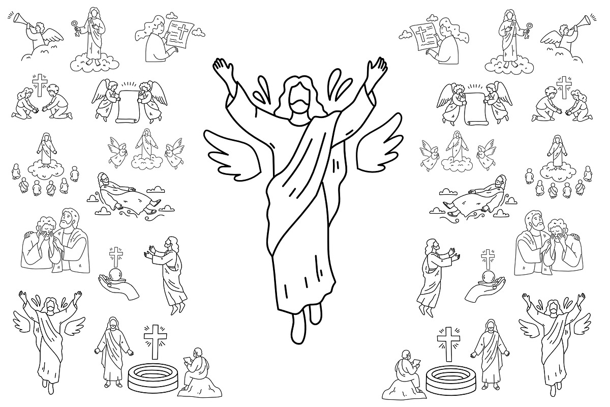 ascension day hand drawn set, a Person Illustration by foxndeer (Photo 4 of 4)