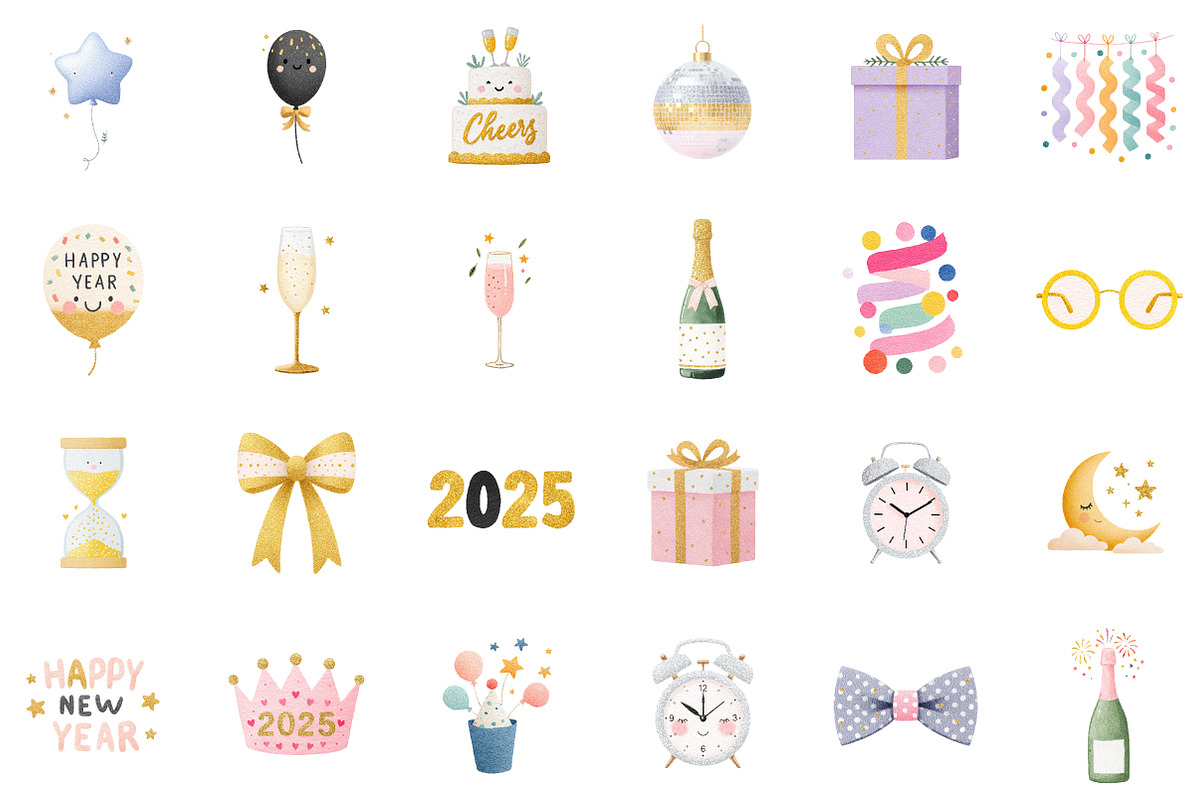 Gliteer New Year Clipart, an Illustration by Sublimation Artist (Photo 2 of 6)