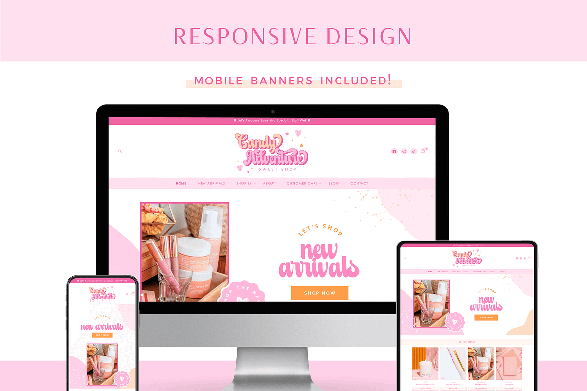 Bright Pink Retro Shopify Theme, a Shopify Template by Macarons and Mimosas (Photo 5 of 11)