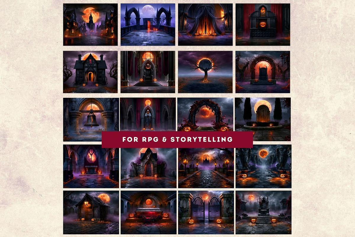 Hallowmere Halloween Backgrounds, a Seasonal Illustration by ThatsDesignArt (Photo 12 of 16)