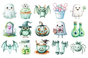 Pastel Mint Halloween Clipart, an Illustration by SinaCreation (Thumbnail 2 of 4)