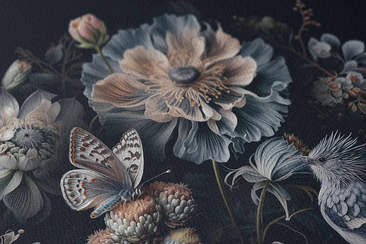 Dark Floral Luxury Wallpaper, a Wallpaper Graphic by paper aesthetic (Photo 3 of 9)