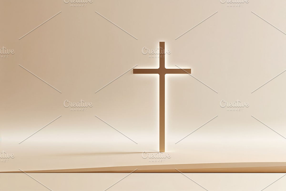 Glowing Christian cross standing, an Illustration by wavebreak
