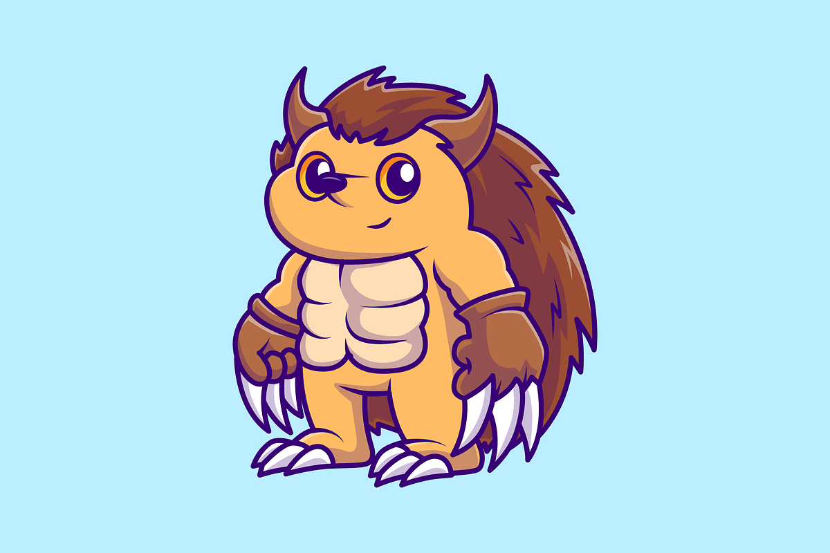 Cute Hedgehog Baby Warrior Cartoon, an Animal Illustration by Catalyst Labs