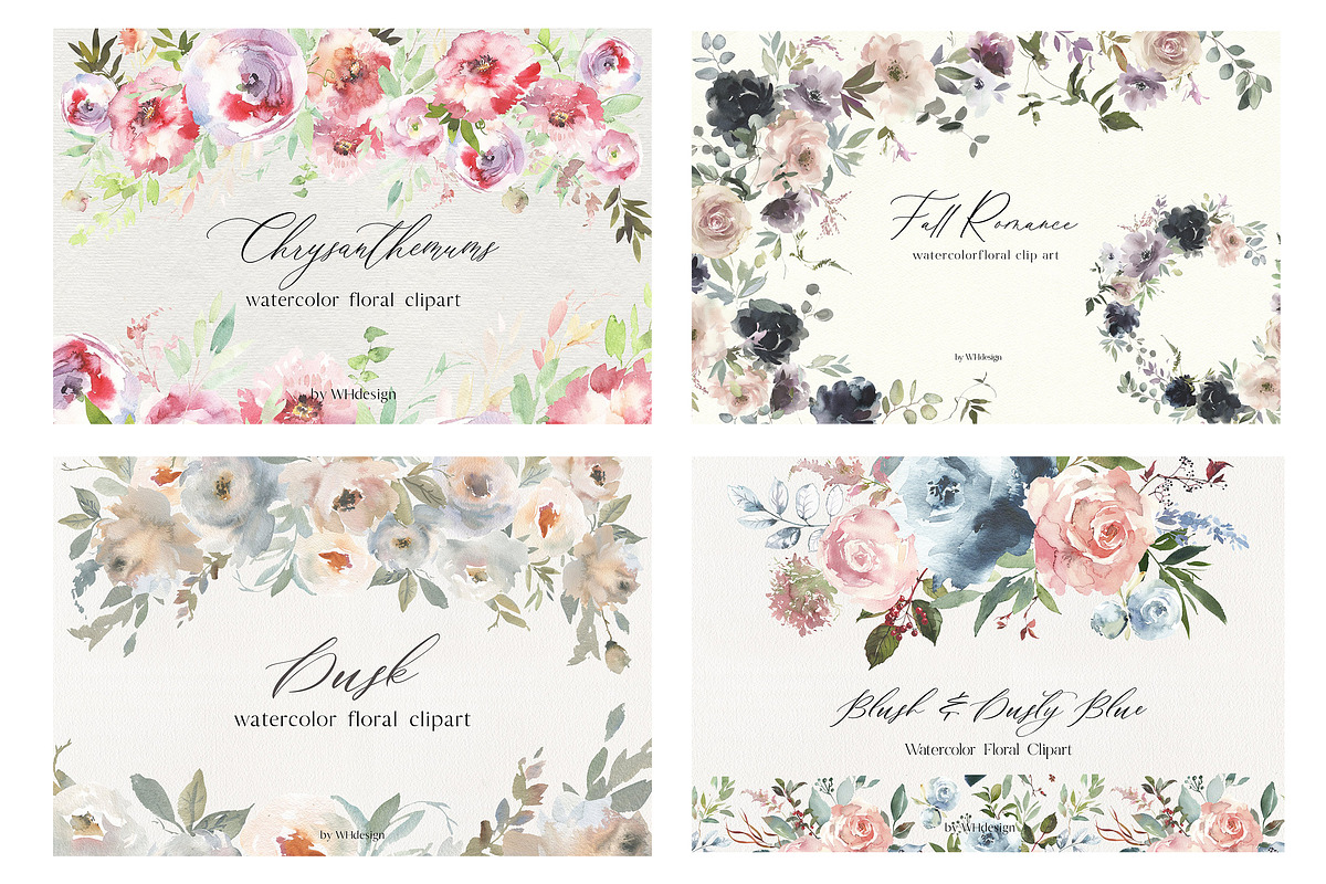 Watercolor Floral Bundle 90 in1, an Animal Illustration by whiteheartdesign (Photo 44 of 50)