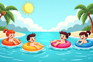 Illustrate a flat cartoon vector sce, a Photo by LOGOCREATIVE