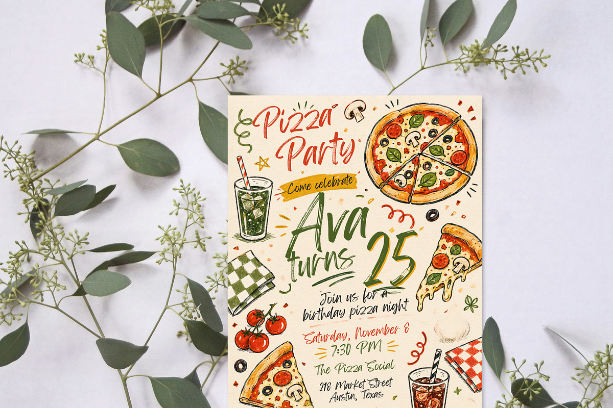 Hand Drawn Adult Birthday Invite, an Invitation Template by heynomi (Photo 3 of 20)