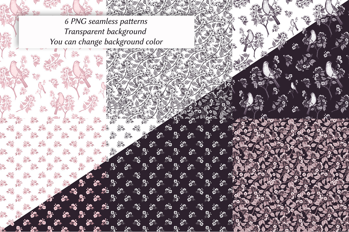 Garden bird. Pattern and motifs., a Pattern Graphic by AnaGuziiArt (Photo 3 of 15)