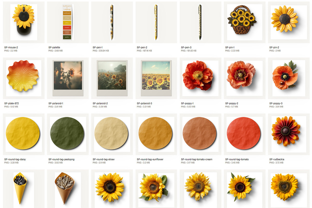 Sunflowers Realistic PNG Objects, an Object Graphic by Iconogenic (Photo 3 of 8)