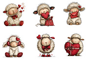Quirky Valentines Sheep Clipart, an Illustration by Dream Creation (Thumbnail 3 of 6)